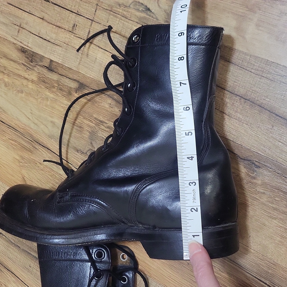 Vintage BF GOODRICH Black Steel Toe Laced Goodyear Heel Combat Boots - 8W - Picture 16 of 16
